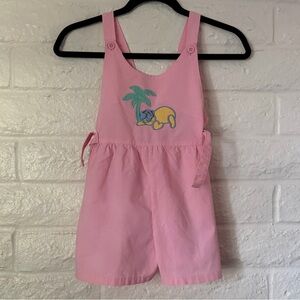Vintage Healthtex Cat Pink Tie Side Short Coverall Great Vintage Condition